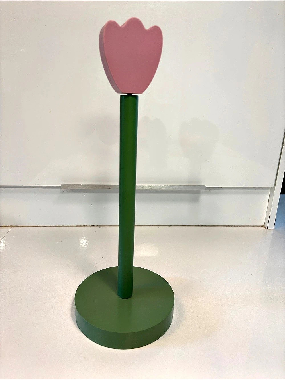 Tulip Paper Towel Holder in Green & Pink